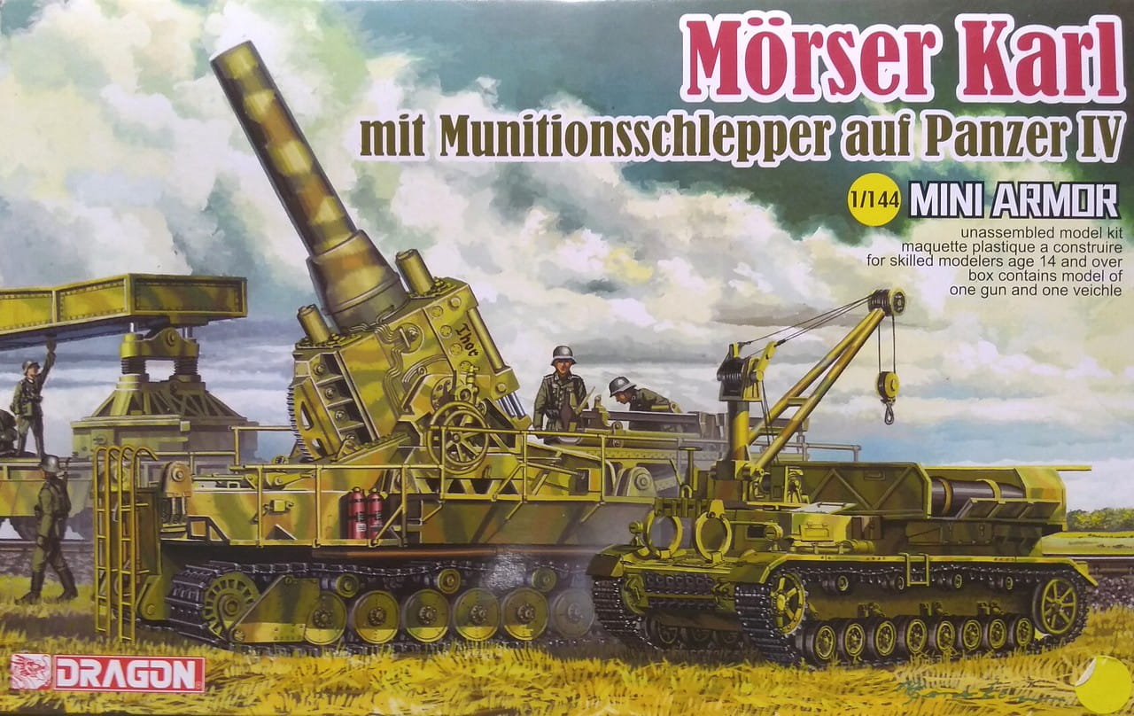 14135  техника и вооружение  Morser Karl mit Munitionsschlepper auf Panzer IV  (1:144)