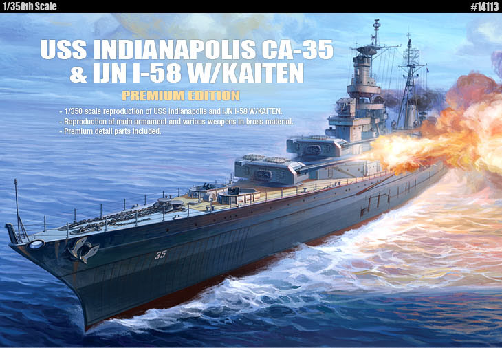 14113  флот  U.S.S. CA-35 INDIANAPOLIS "PREMIUM EDITION" :LE  (1:350)