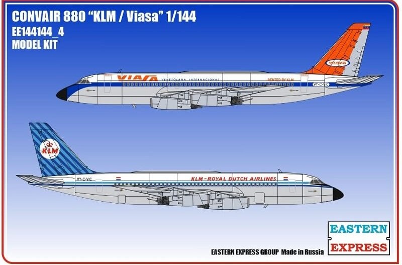 144144_4  авиация  Авиалайнер CV880 KLM/VIASA  (1:144)