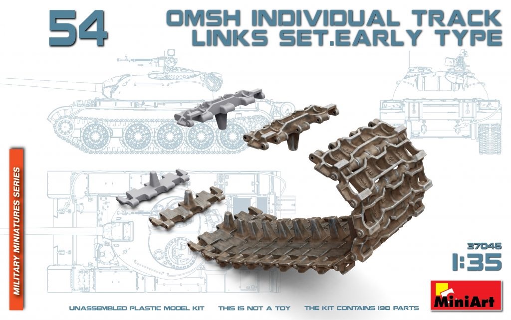 37046  траки наборные  Танк-54 OMSH INDIVIDUAL TRACK LINKS SET. EARLY TYPE  (1:35)