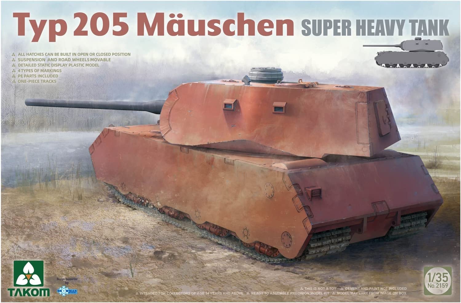 2159  техника и вооружение  Typ 205 Mauschen Super Heavy Tank  (1:35)