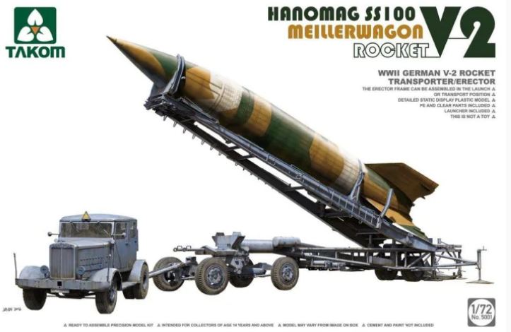 5001  техника и вооружение  V-2 Rocket, Hanomag SS100 & Meillerwagen  (1:72)