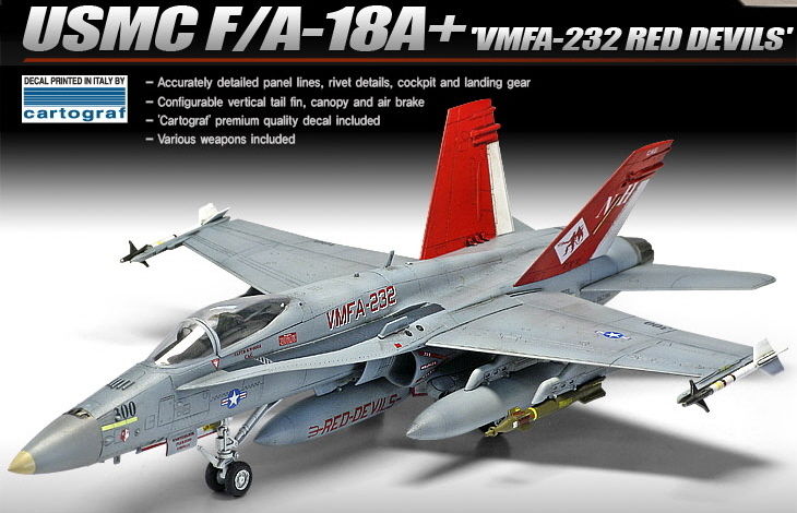 12520  авиация  USMC F/A-18A+ "VMFA-232 Red Devils"  (1:72)
