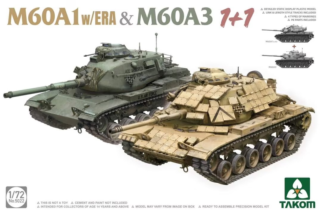 5022  техника и вооружение  M60A1 w/ERA & M60A3 1+1  (1:72)