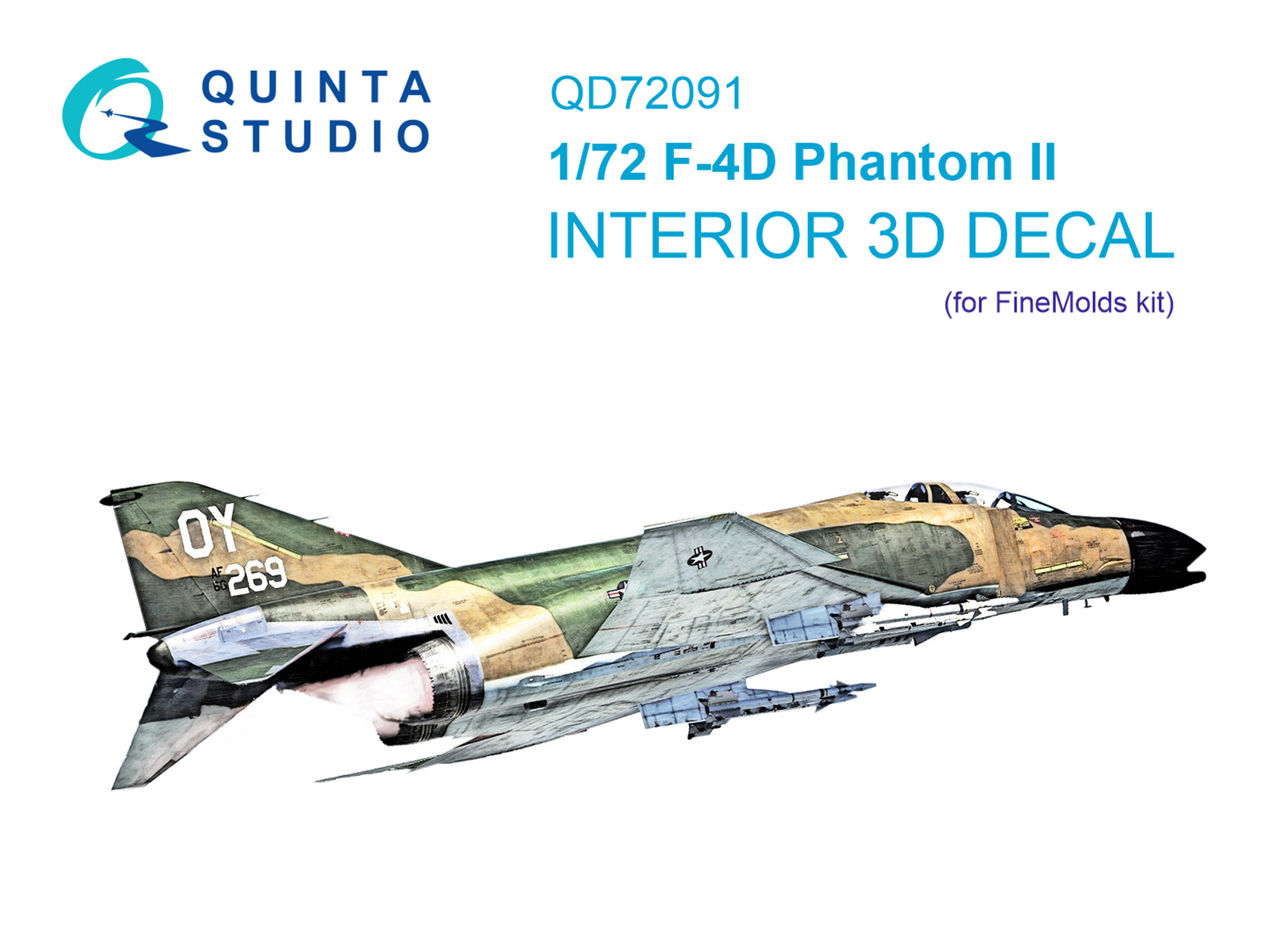 QD72091  декали  3D Декаль интерьера кабины F-4D (FineMolds)  (1:72)
