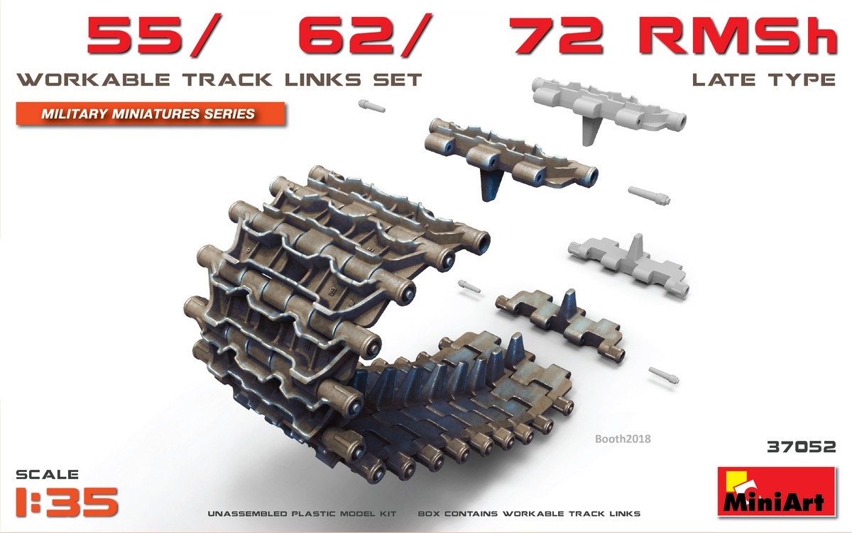 37052  траки наборные  Танк-55/62/72 RMSh WORKABLE TRACK LINKS SET. LATE TYPE  (1:35)