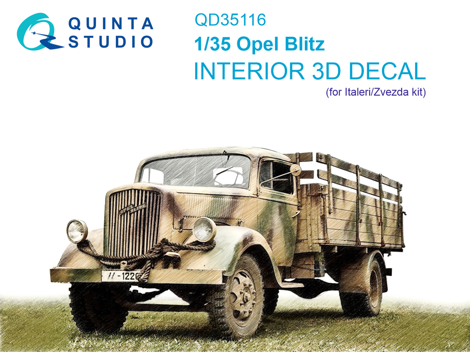 QD35116  декали  3D Декаль интерьера кабины Opel Blitz (Italeri/Звезда)  (1:35)