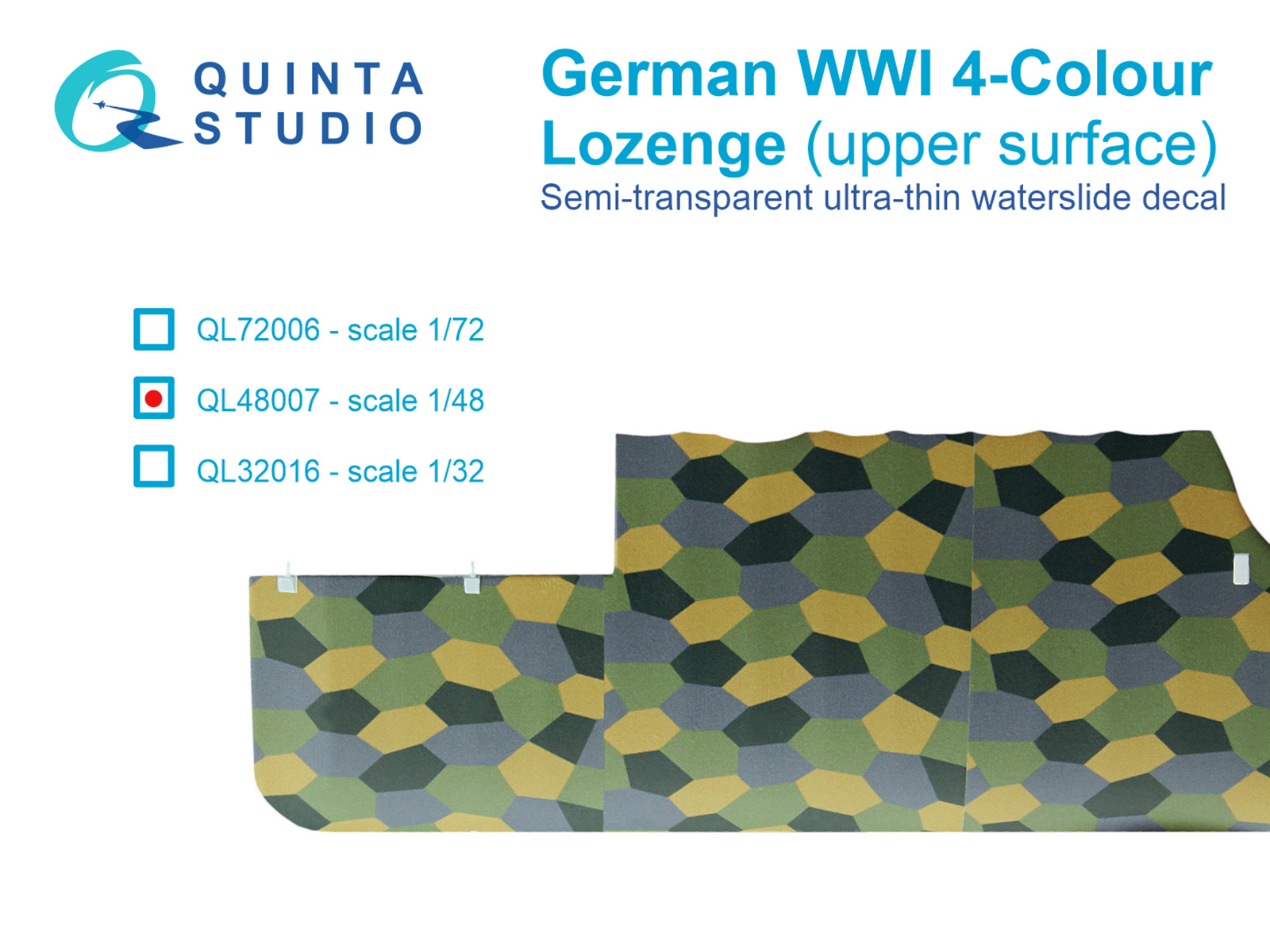 QL48007  декали  Германский WWI 4-цветный Лозенг (верхние поверхности)  (1:48)