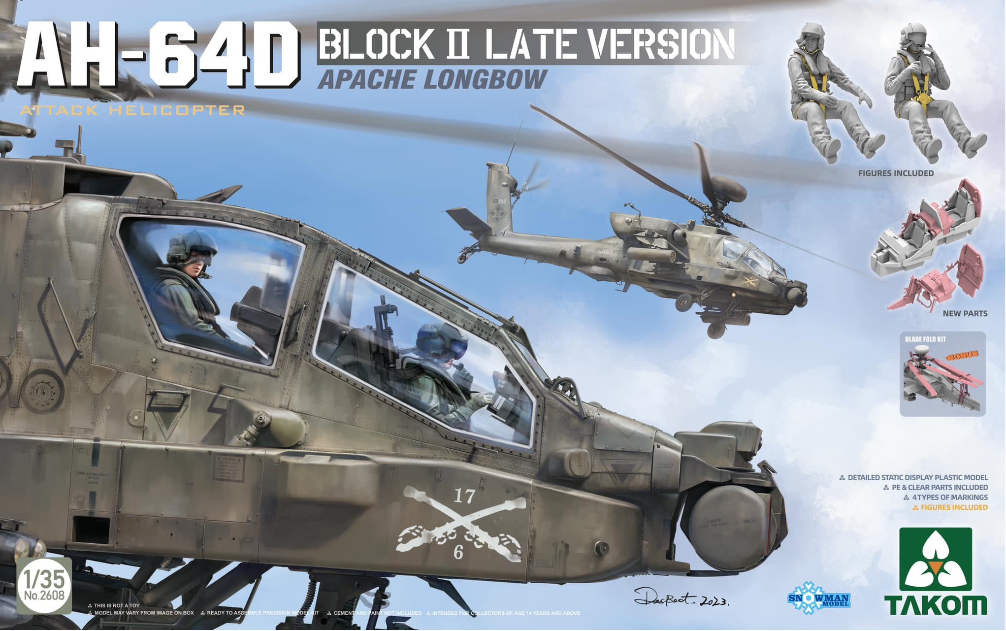 2608  авиация  AH-64D Block II Late Version include 3D resin parts and 2 figures  (1:35)