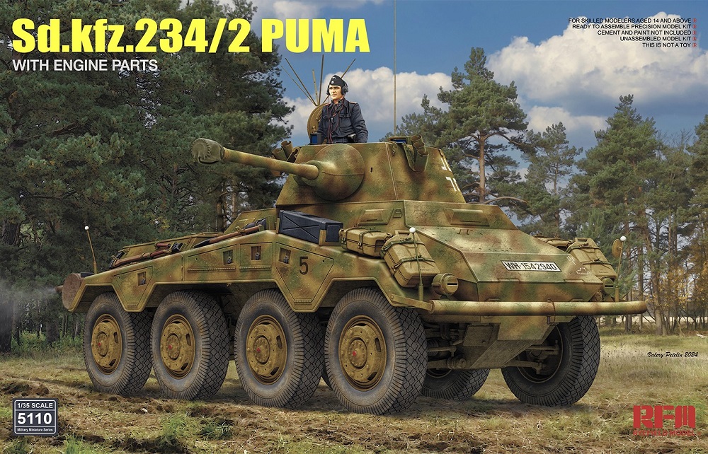 RM-5110  техника и вооружение  Sd.Kfz.234/2 PUMA with Engine Parts  (1:35)