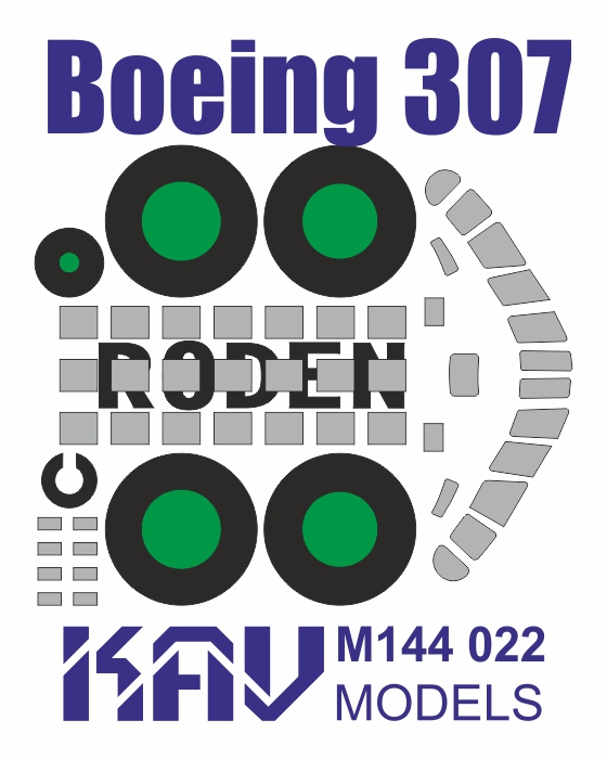 KAV M144 022  инструменты для работы с краской  Окрасочная маска на Boeing 307 (Roden)  (1:144)