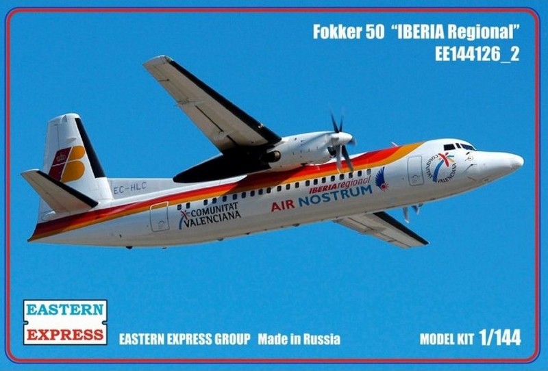 144126_2  авиация  Fokker 50 "Iberia regional" (1:144)