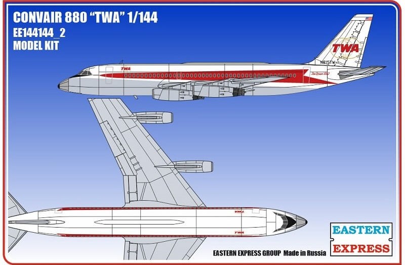 144144_2  авиация  Авиалайнер Convair 880 TWA  (1:144)
