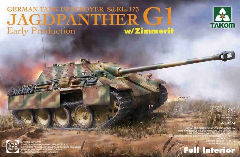 2125  техника и вооружение  Jagdpanther G1 Early Production w/zimmerit & full interior  (1:35)