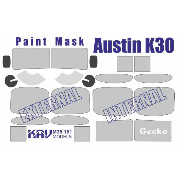 KAV M35 151  инструменты для работы с краской  Окрасочная маска на Austin K30 (Gecko)  (1:35)