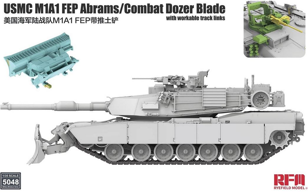 RM-5048  техника и вооружение  USMC M1A1 FEP Abrams/Combat Dozer Blade with workable tracks  (1:35)