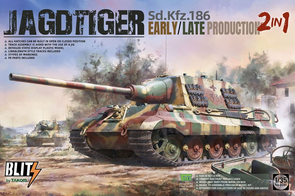 8001  техника и вооружение  Jagdtiger Sd.Kfz.186 Early / Late Production, 2 in 1  (1:35)
