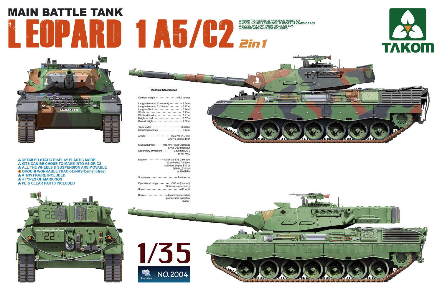 2004  техника и вооружение  LEOPARD 1 A5/C2  (1:35)