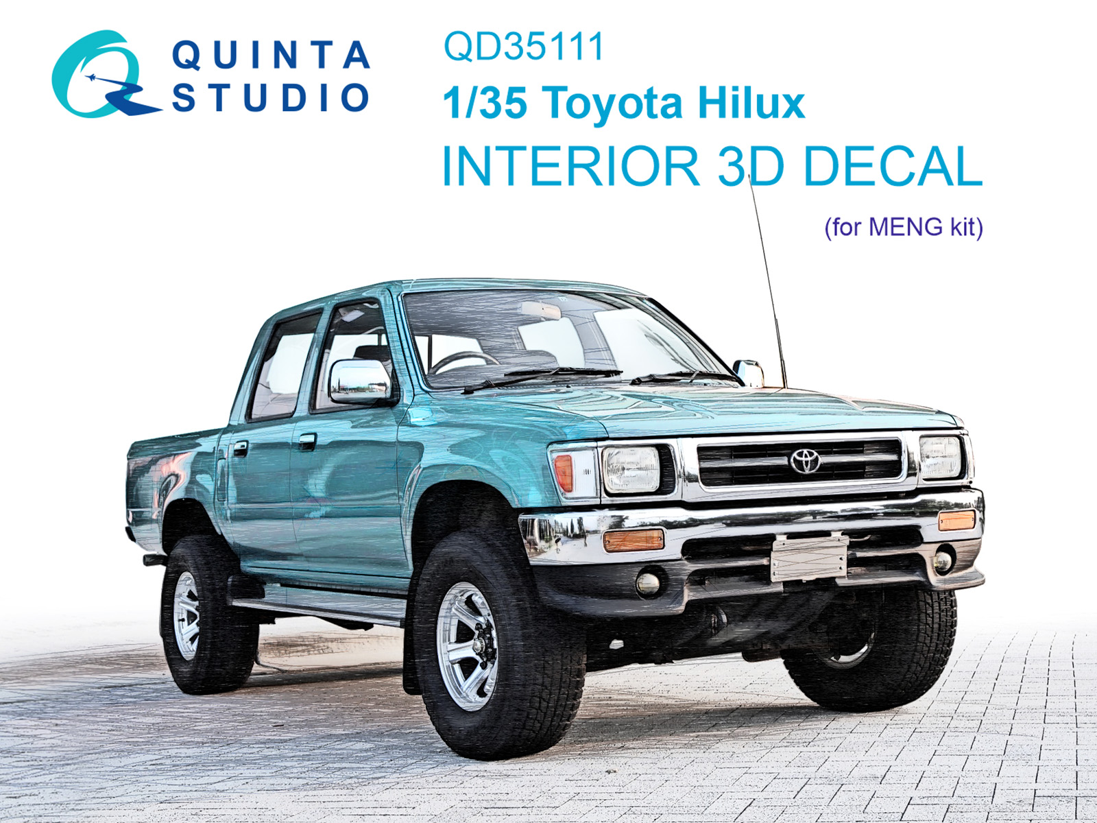QD35111  декали  3D Декаль интерьера кабины Toyota Hilux (MENG)  (1:35)