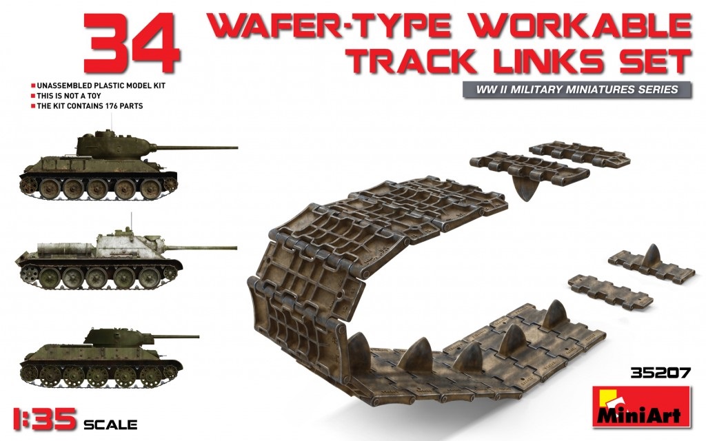 35207  траки наборные  Танк-34 WAFER-TYPE WORKABLE TRACK LINKS SET  (1:35)