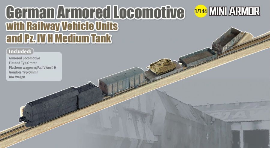 14152  техника и вооружение  German Armored Locomotive, Railway Vehicle Units, Pz.IV H  (1:144)