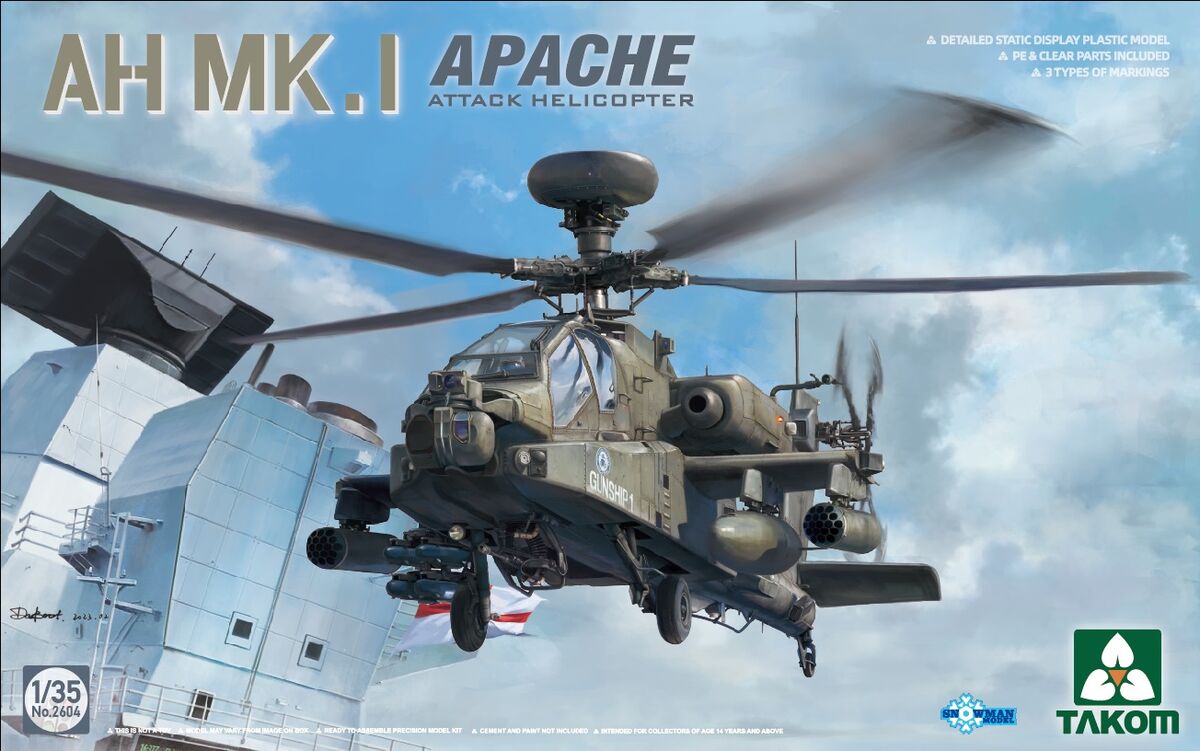 2604  авиация  AH Mk. 1 Apache Attack Helicopter  (1:35)