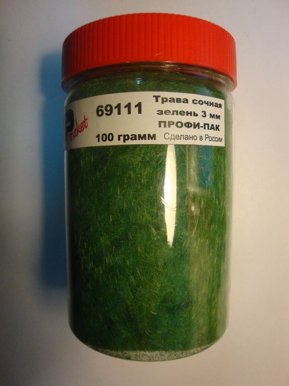 69111  материалы для диорам  Трава сочная зелень 3мм. Профи-пак 100 грамм.