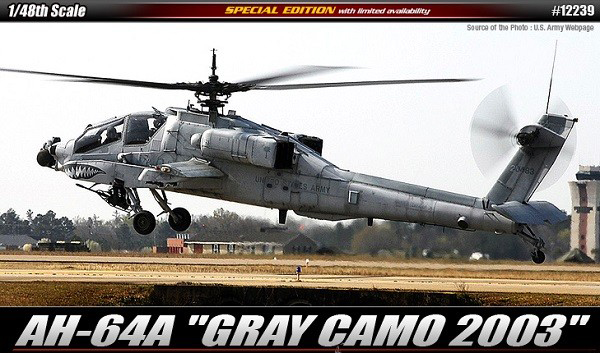 12239  авиация  AH-64A Apache "Gray Camo 2003" (1:48)
