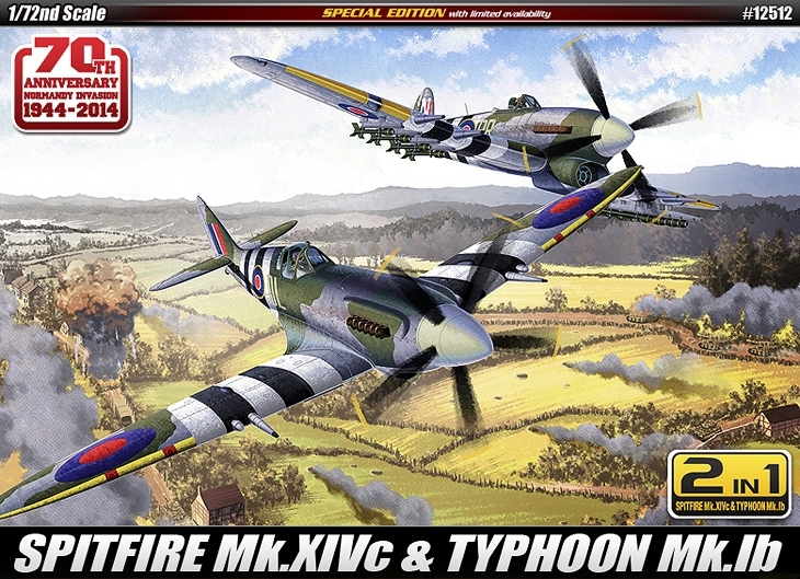 12512  авиация  Spitfire Mk.XIVC & Typhoon Mk.IB "Annv.70 Normandy Invasion 1944" (1:72)