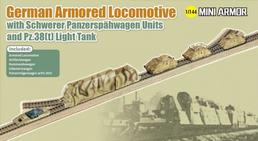 14151  техника и вооружение  German Armored Locomotive, Schwerer Panzerspähwagen, Pz.38(t)  (1:144)