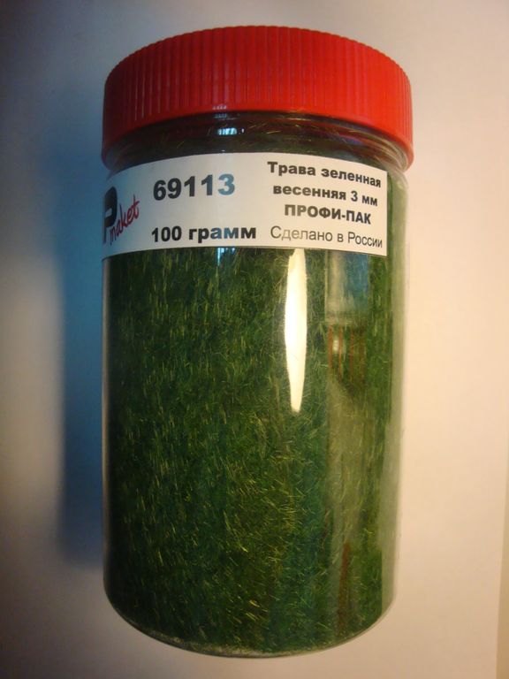 69113  материалы для диорам  Трава зелёная весенняя 3мм. профи-пак 100 грамм.