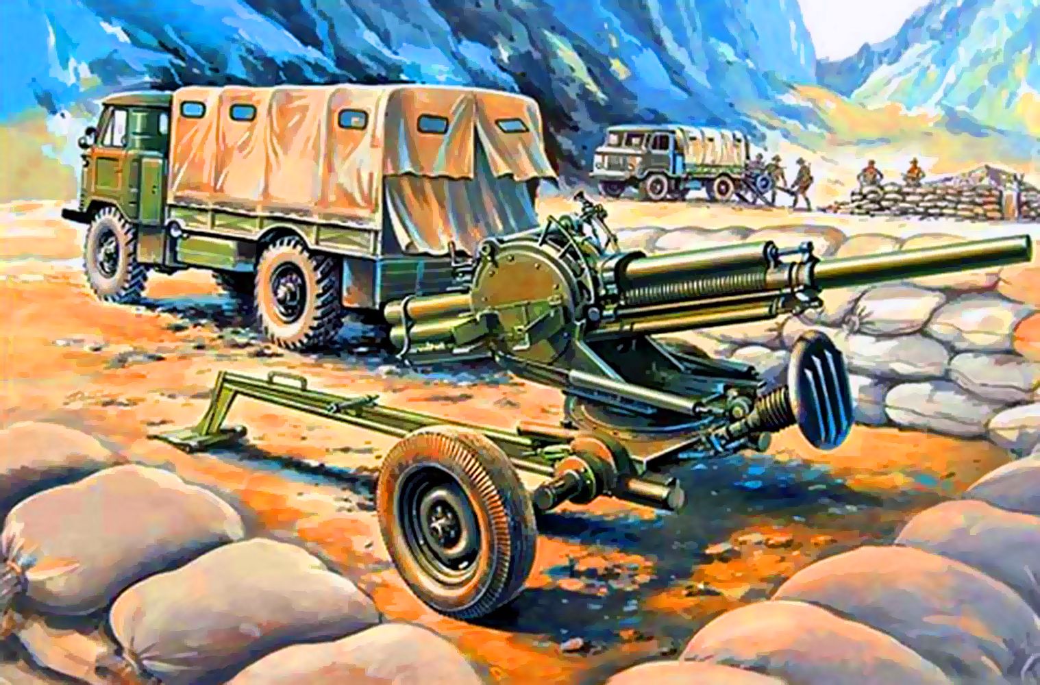 35136  техника и вооружение  82-мм миномет 2Б9 "Василек" с транспортной машиной 2Ф54 (1:35)