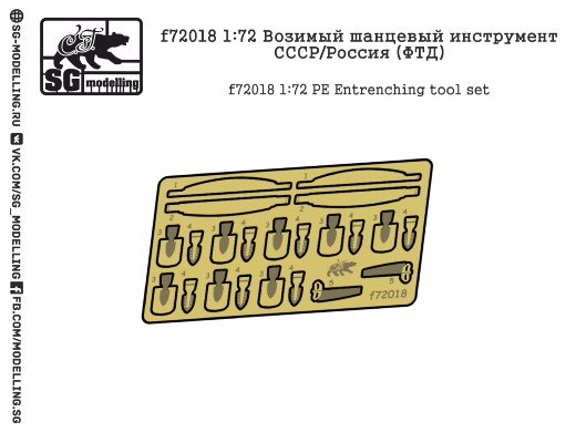 f72018  фототравление  Возимый шанцевый инструмент СССР/Россия  (1:72)