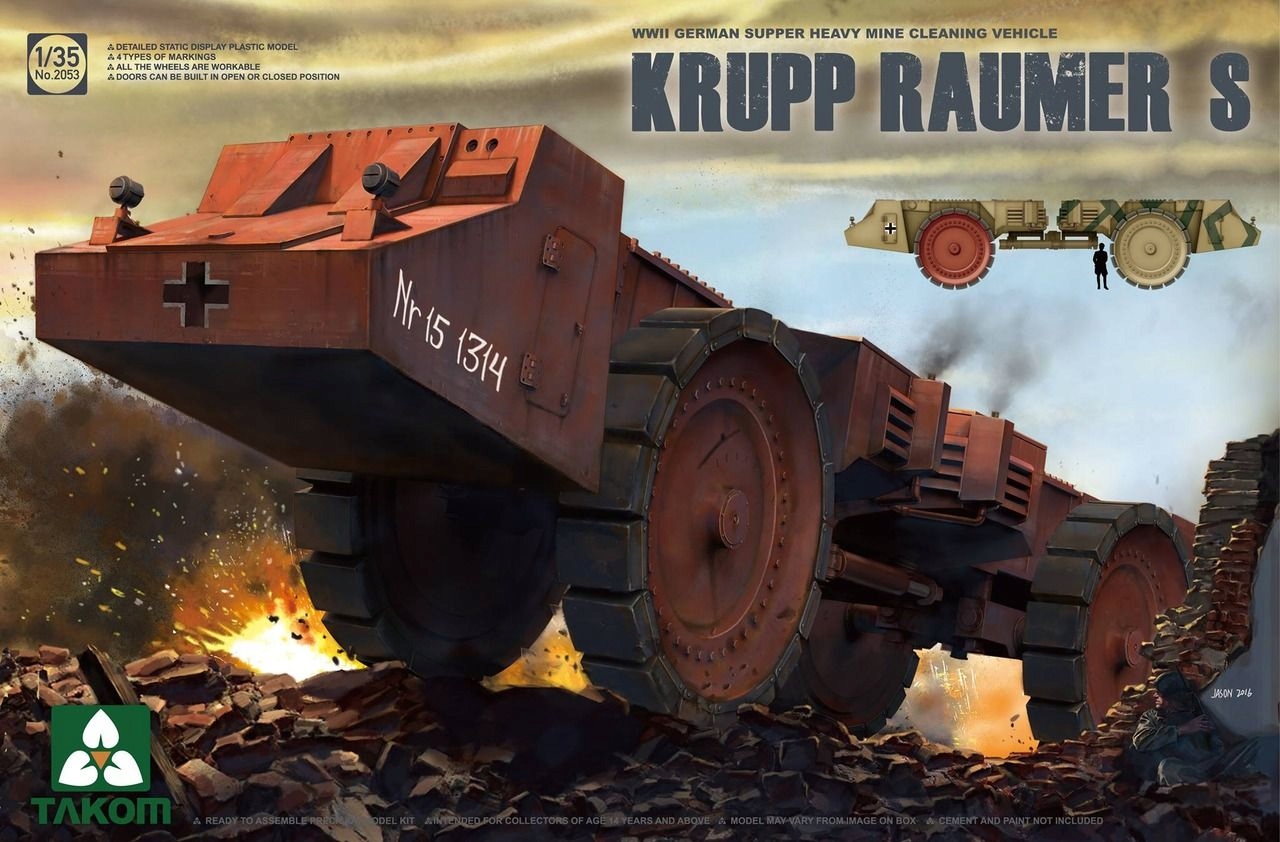 2053  техника и вооружение  Krupp Raumer S WWII German Super Heavy Mine Clearing Vehicle  (1:35)