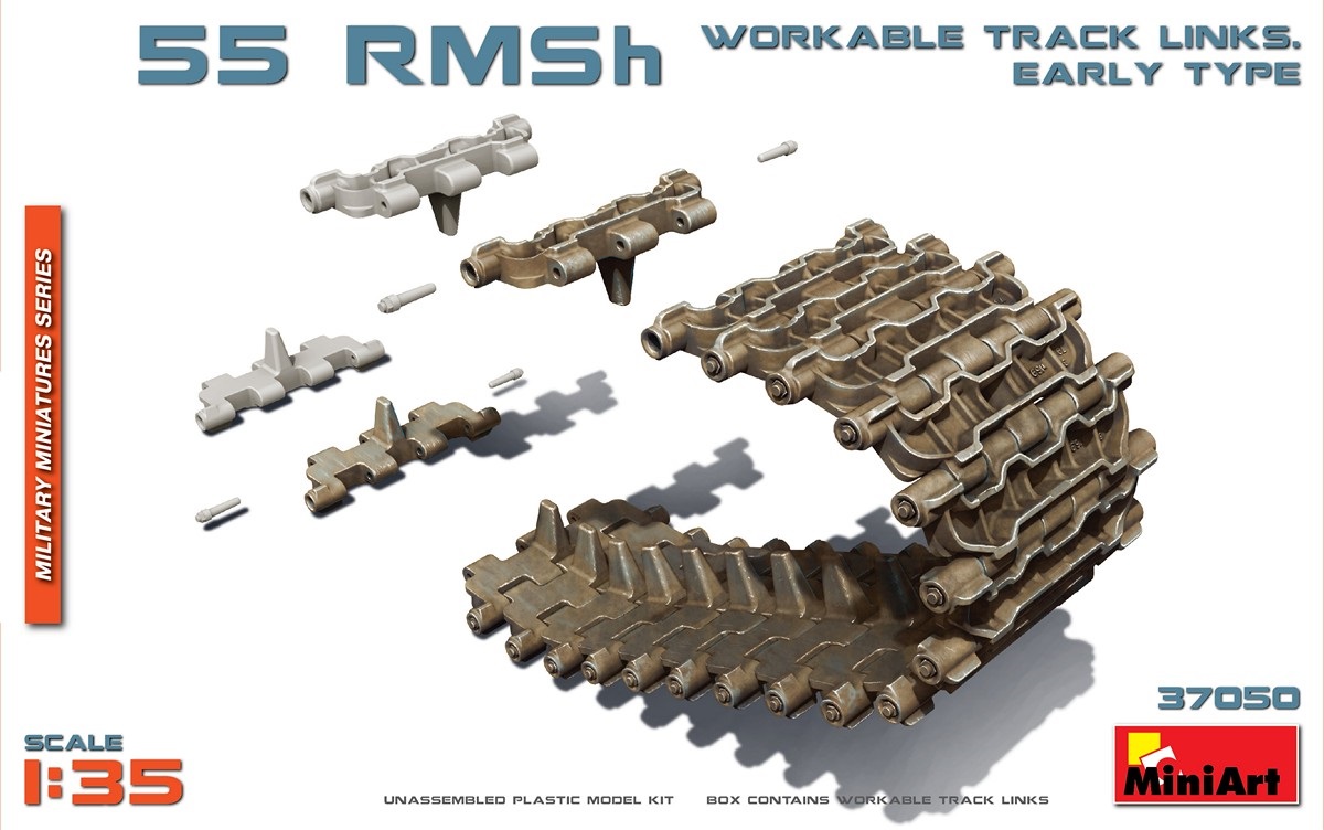 37050  траки наборные  Танк-55 RMSh WORKABLE TRACK LINKS. EARLY TYPE  (1:35)