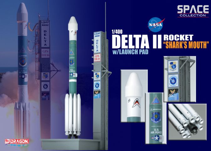 56334  космос  Delta II Rocket "Shark's Mouth" w/Launch Pad  (1:400)