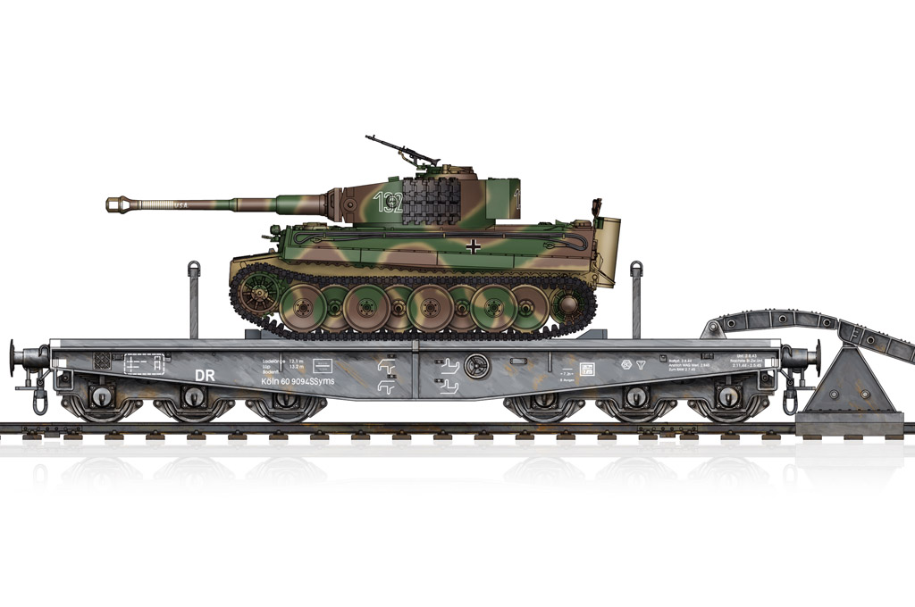 82934  техника и вооружение  Schwere Plattform SSyms 80&Pz.Kpfw.VI Ausf.E Tiger I (Mid Prod)  (1:72)