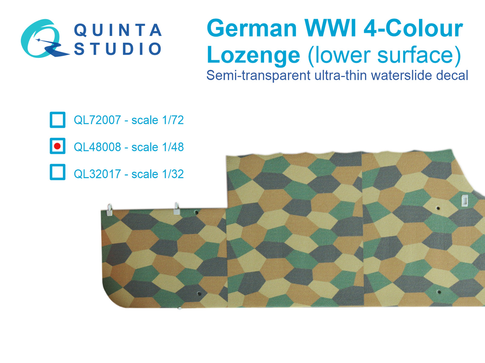 QL48008  декали  Германский WWI 4-цветный Лозенг (нижние поверхности)  (1:48)