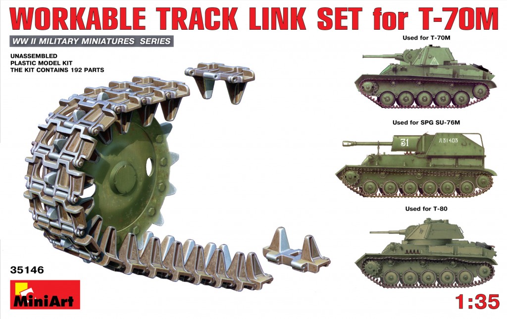 35146  траки наборные  WORKABLE TRACK LINK SET for T-70  (1:35)