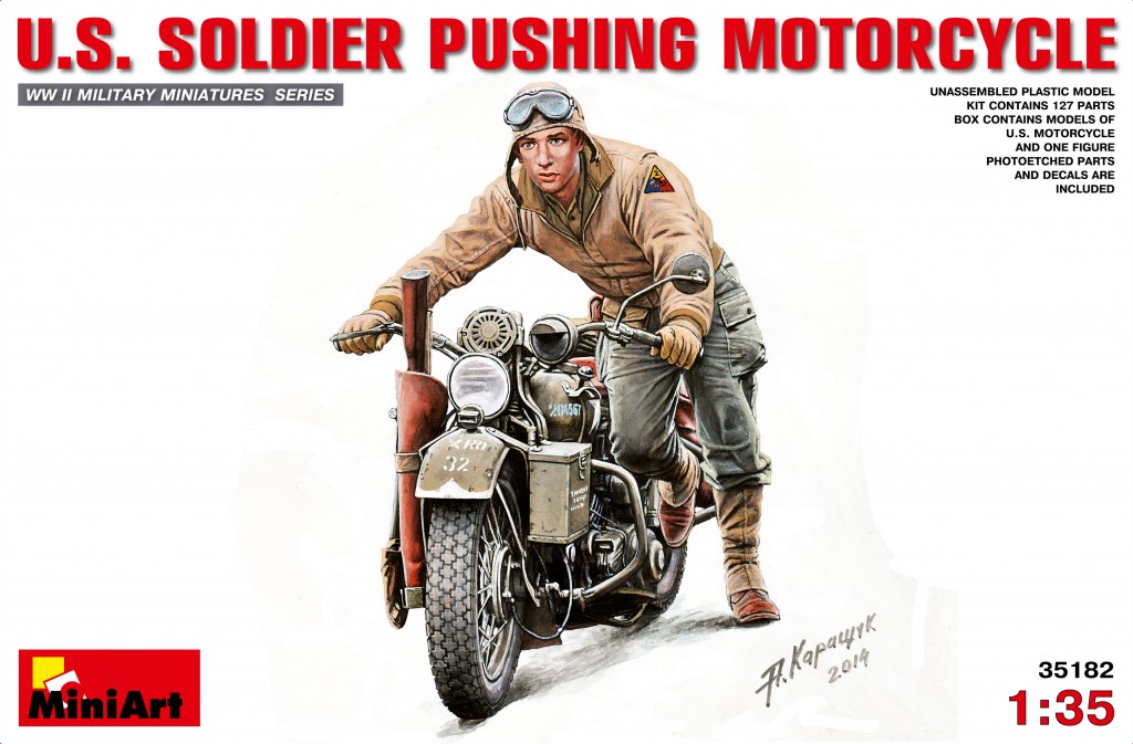 35182  техника и вооружение  U.S. SOLDIER PUSHING MOTORCYCLE  (1:35)