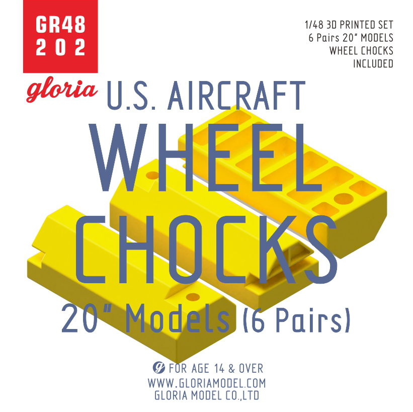 GR48202  дополнения из смолы  U.S. Aircrafts Wheel Chocks 20" Models(6 Pairs)  (1:48)